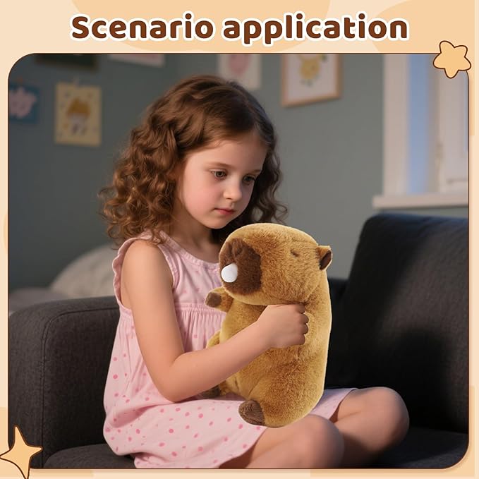 Sew Butiful Stuffed Capybara Plush, 8" Cute Plushie for Animal Themed Parties Teacher Student Award, Animal Toys for Baby, Boy, Girls, Great for Nursery, Room Decor, Bed