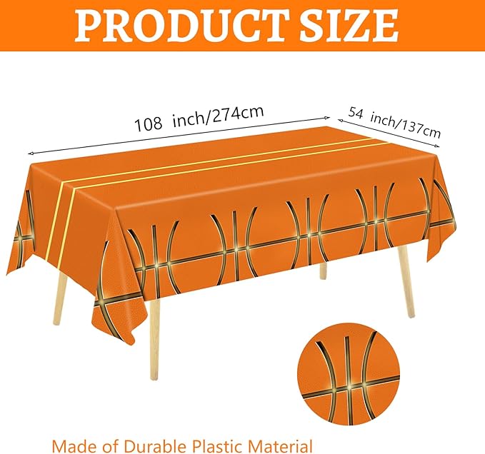 178 Pcs Basketball Theme Birthday Party Decorations Basketball Party Supplies Set Include Plates, Napkin, Cup, Fork, Knives, Spoon, Tablecloth, Banner for Kids and Adults, Serves 24 Guests