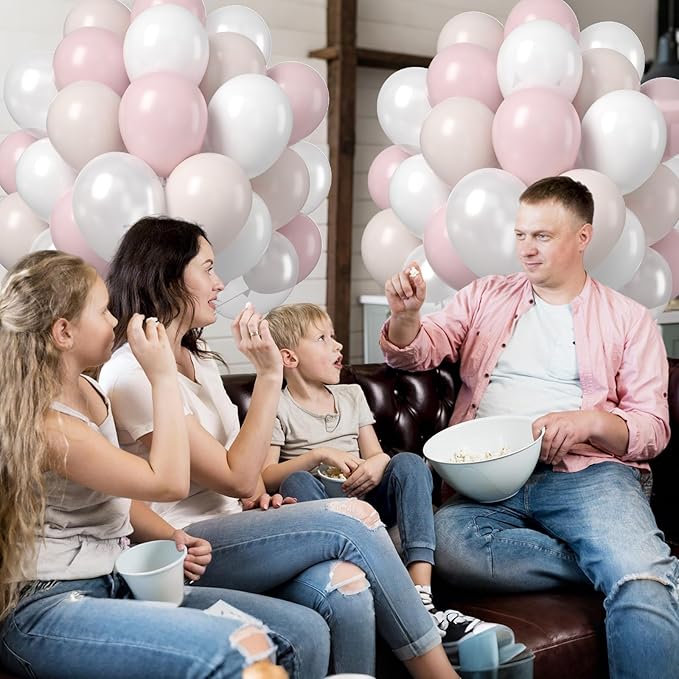 Blush Pink Balloons, 50 PCS 12 Inch Double Stuffed Nude Cream Dusty Pink White Sand Latex Balloons for Bridal Baby Girls Shower Boho Bachelorette Birthday Wedding Party Decorations