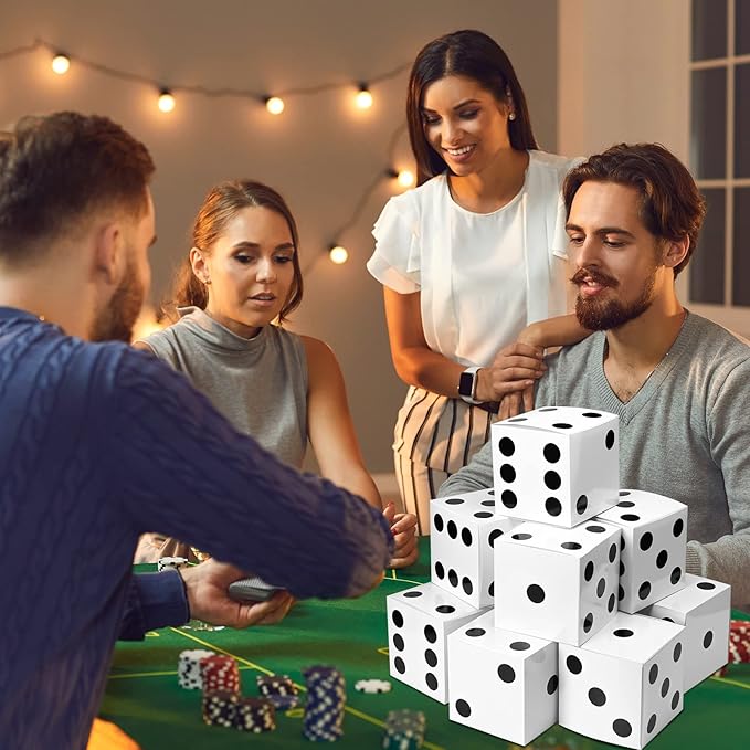 Jexine 15 Pcs Dice Favor Boxes 7" Casino Theme Birthday Decorations Las Vegas Party Decorations 3D Dice Decor for New Year Centerpieces Casino Night Las Vegas Party Supplies(White)