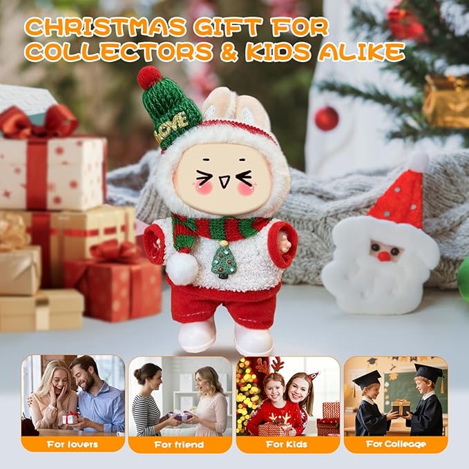 5 Complete Style Clothes Sets for 17cm Dolls - Hat & Overalls Dress Up Outfit for 17cm 15cm Dolls,Designer Outfits Bundle with Luxury/Cute/Sporty Themes, Gift for Doll Lovers (Christmas, 17cm/15cm)