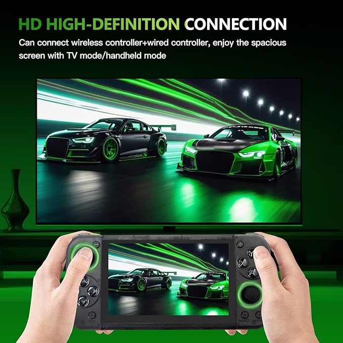 New Portable Handheld Gaming Gaming w/ High Resolution Screen, 15000+ Classic Retro Games, 30+Game Format 5-inch HD Eye Protection Screen Larger Storage