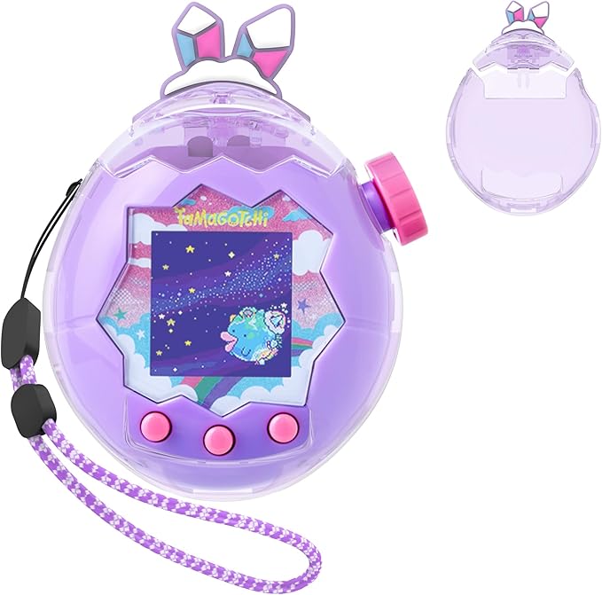for Tamagotchi Paradise Clear Case and Replacement Lid Set, Ideal for DIY Fans, Collectors and Display, for Paradise Tamagotchi Accessories, with Lanyard (No Device/Film)