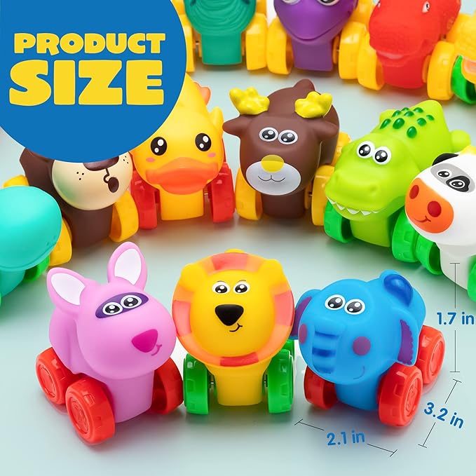 JOYIN Animal Cars, Soft Rubber Car Set Toy, Baby Mini Vehicles, Bath Toy Car for Boys and Girls, Summer Beach and Pool Activity Gift, Party Favors for Kids, Easter Basket