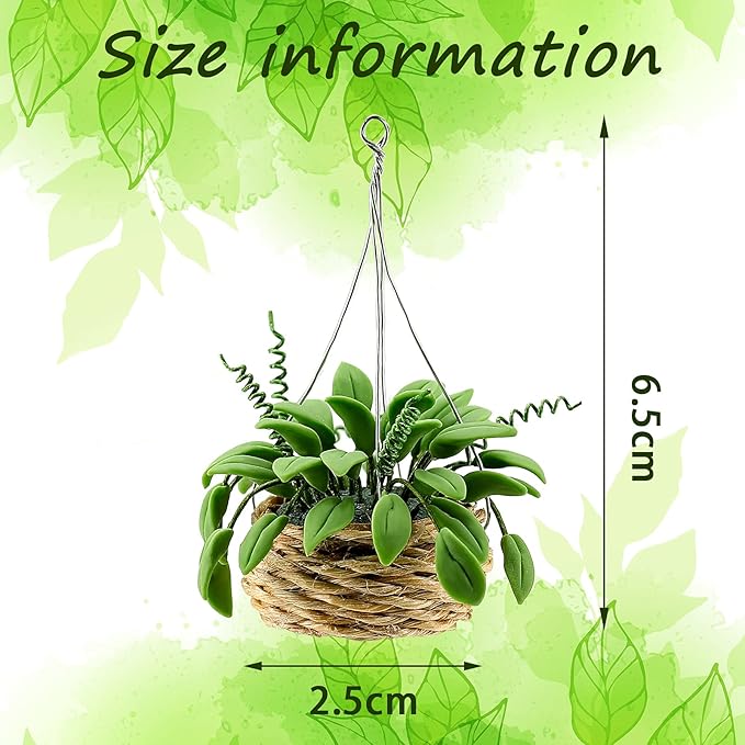 Skylety 2 Pieces 1:12 Miniature Dollhouse Plants Miniature Bonsai Plant Dollhouse Christmas Tree Mini Potted Houseplant Hanging Bonsai Pot Model for Home Hanging Decorations Toys DIY