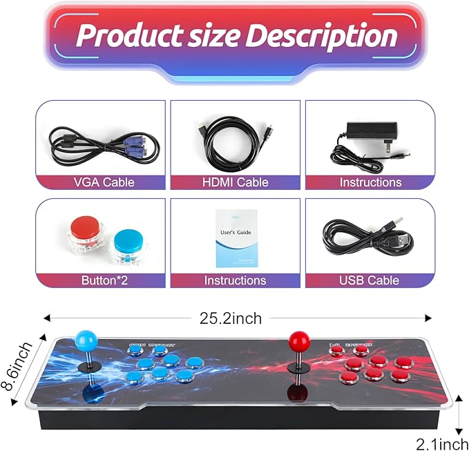Pandora Box Arcade Console with 10000 3D Games, WiFi Enabled HD Retro Gaming System for TV, PC & Projector, 1-4 Players, Search/Save/Pause Functions