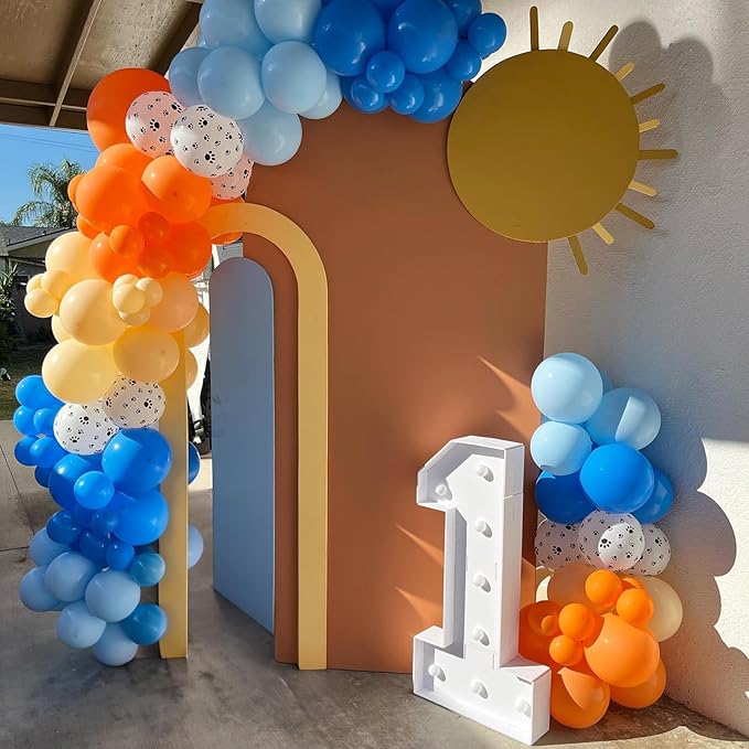 Dog Paw Balloons Orange and Blue 60pcs 12 Inch Paw Print Puppy Balloons Navy Blue Pastel Orange Beige Latex Helium Balloon for Boys Paw Space Theme Baby Shower Blue Birthday Party Decorations