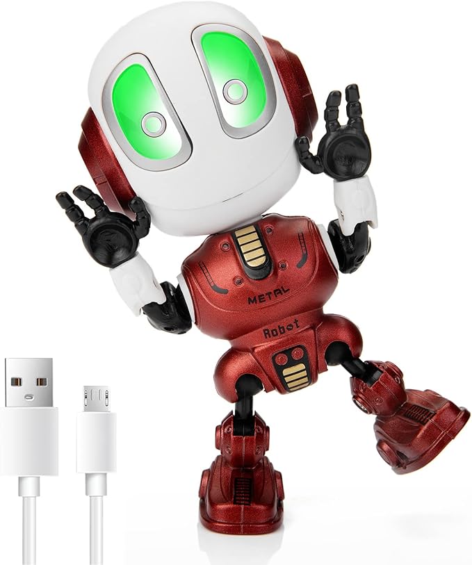 Sopu Stocking Stuffers, Rechargeable Robot Toys Mini Talking Robot with Repeats Waht You Say, LED Lights and Cool Sounds Interactive Toy Christmas Stocking Stuffers for Kids Adults(Red)