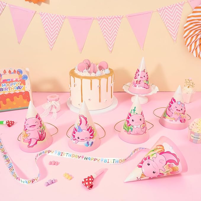 WERNNSAI Birthday Party Hats - 12 Pcs Birthday Party Supplies Cone Hat Headbands Colorful Paper Party Hats for Kids