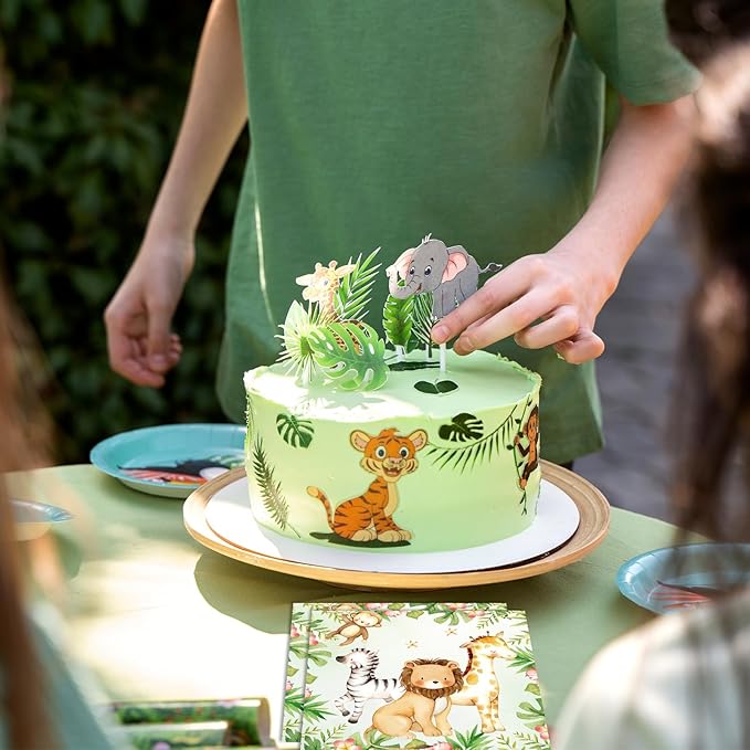 40Pcs Jungle Safari Animal Napkins Woodland Baby Shower Napkins Disposable Animal Napkin for Picnic Dinner Woodland Baby Shower Decorations Party Supplies