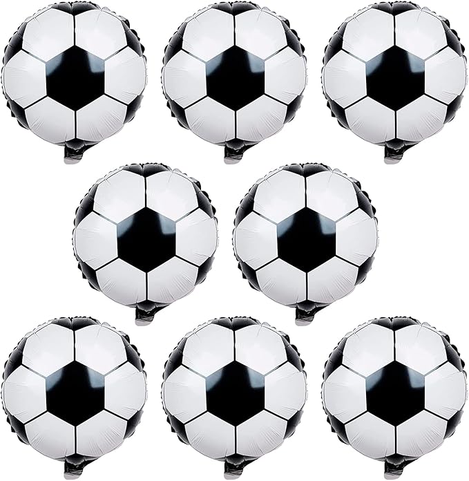 8Pcs Soccer Party Balloons, 18Inch Soccer Foil Balloons Football Shape Mylar Foil Balloons Decor for Men Kids Boys Soccer Ball Fans Sport Game Theme Birthday Party Decorations Supplies