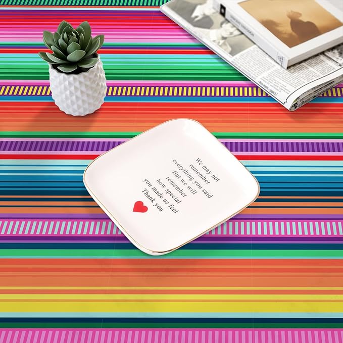 3 Pack Disposable Plastic Mexican Serape Tablecloths, 54 x 108 Inch Mexican Striped Party Table Cover for Mexican Wedding Birthday Party Decorations Outdoor Indoor Party Supplies