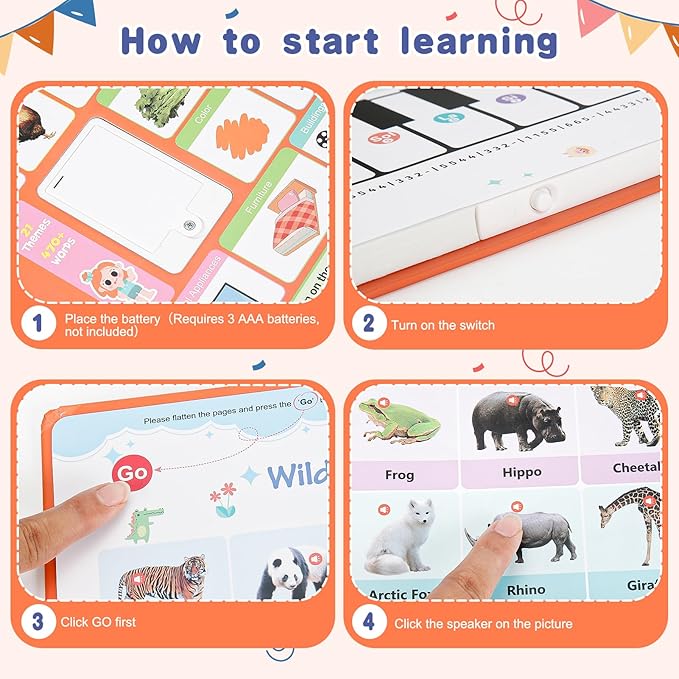 Learning Sound Books, First English Words Sound Book, 21 Themes 470+ Words Interactive Electric Learning Books for Toddlers 2-6 Year Olds, Audio Books for Kids, Gifts for Boys and Girls