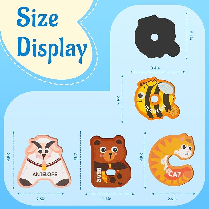 Magnetic Letters, Fridge Alphabet Magnets ABC for Toddlers 1-3, 26 PCS Cute Animal Uppercase Refrigerator Toys, Preschool Spelling Learning Games, Ideal Educational Gift for Kids 2 4 5 Years Old