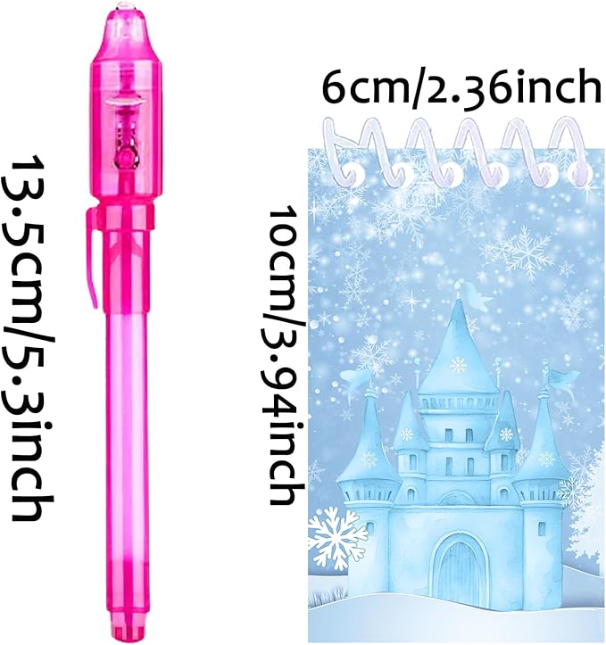 Frozen party favors |12 invisible ink pen and 12 mini Notepads| Frozen party Goodie Bag Stuffers, Classroom Prizes, party supplies