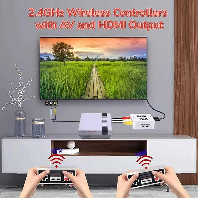 Classic Mini Handheld Retro Game Console,Video Game Consoles Built-in 800 Classic Edition Games,AV and HDMI Output Display,Dual Wireless Came Controllers. (Grey-White)