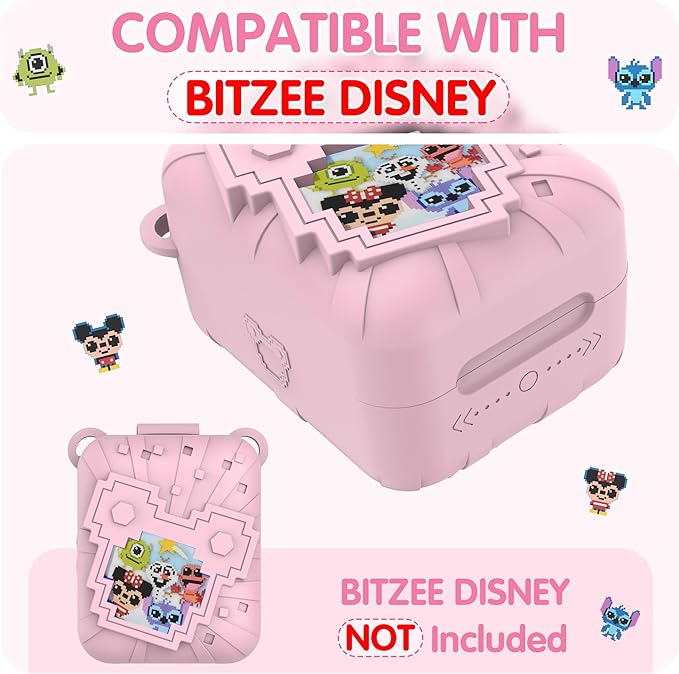 Silicone Case for Bitzee Disney Interactive Toy, Anti-Scratch, Washable, Shockproof Silicone Protective Cover for Bitzee Disney Interactive Toy Accessories with Lanyard - Pink