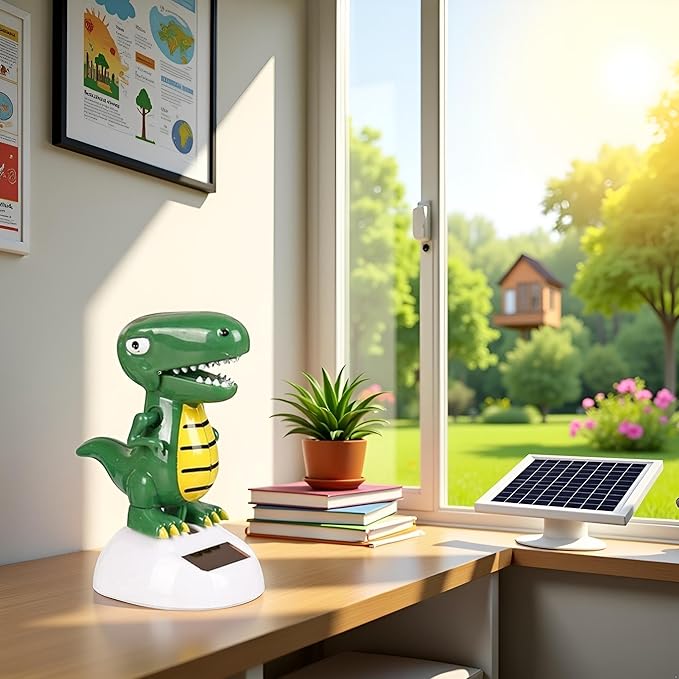 Green Solar Powered Dancing Dinosaur,Decoration Gift,Swinging Dancer Ornaments,No Battery Required,Desk and Dashboard Decor Home Decor Birthday Gifts Solar Power Kits Learning and Education