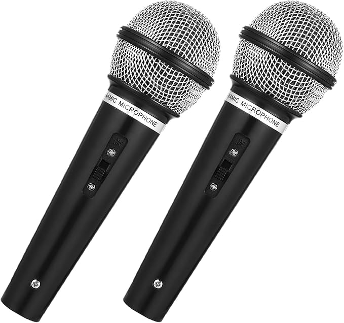 2 Pcs Fake Microphones, Pretend Play Toy, Plastic Prop Microphones for Birthday Party, Stage Performance, Singing, Dancing, Role Playing