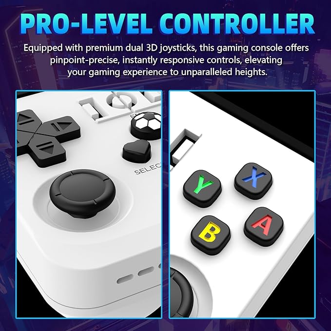 R36MAX Retro Handheld Game Console,128GB Open Source System Support 30+ Emulator Console,4.0 Inch IPS Screen Retro Gaming Console,4000mAh Battery,Portable Video Game Console for Christmas (White)