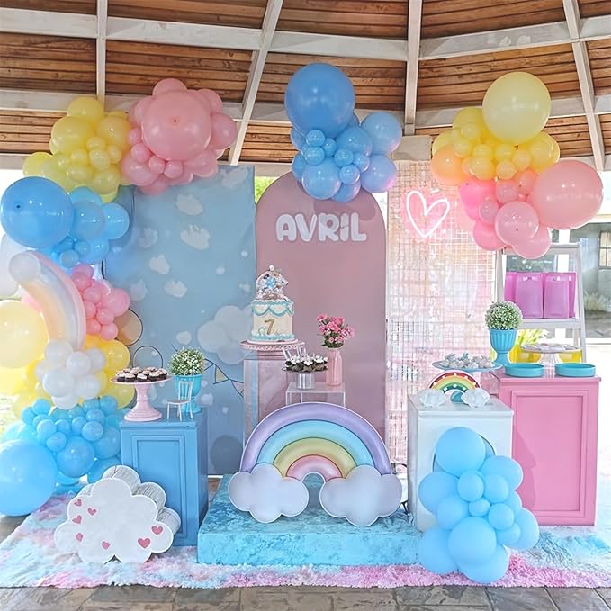 Pastel Balloons, 12 Inch 35PCS Light Pink Blue Yellow White Latex Balloon, Multicolor Balloon for Kids Graduation Easter Wedding Rainbow Party Birthday Bridal Baby Shower Party Decorations Supplies