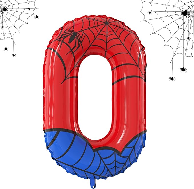 40 Inch Giant Spider Theme Number Foil Balloons - Large Number 0 Balloons for Kids' Birthday Anniversary Party Decorations Supplies (Numbers 0-9 Available)
