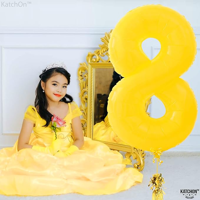KatchOn, Yellow Number 8 Balloon - Huge, 40 Inch | 8 Balloon for 8th Birthday Decorations | 8 number balloons, 8th Anniversary, Yellow Birthday Party