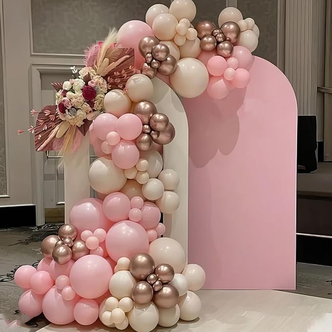 Dusty Pink White Balloons, 50Pcs 12 Inches Pink Sand White Metallic Gold Birthday Balloons for Girls Birthday Party Wedding Anniversary Bridal Engagement Baby Shower Decorations