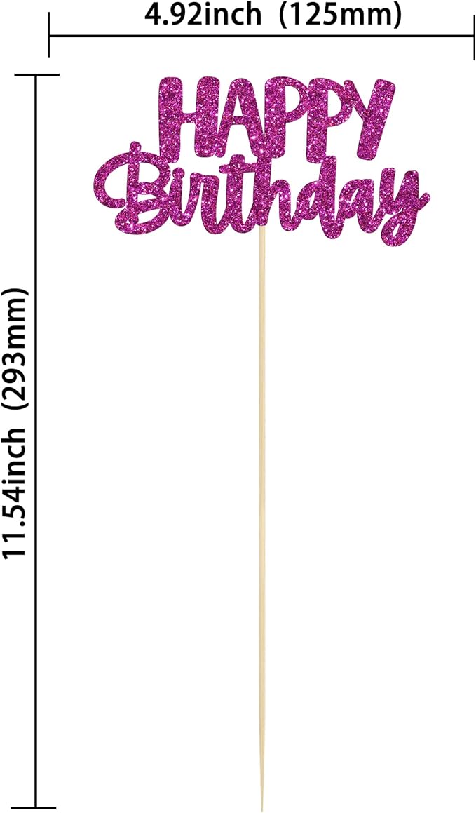 Gyufise 12Pcs Happy Birthday Centerpieces Sticks Double Sided Glitter Birthday Party Decorations Anniversary Table Flower Centerpiece for Celebrating Party Supplies Purple