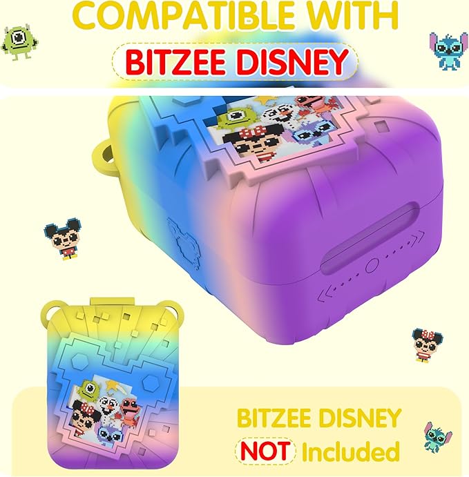 Silicone Case for Bitzee Disney Interactive Toy, Anti-Scratch, Washable, Shockproof Silicone Protective Cover for Bitzee Disney Interactive Toy Accessories with Lanyard - Colorful