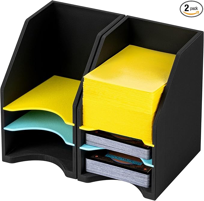 2 Pack Commander Deck Holder for MTG - 100+ Double Sleeved Card Tray with 3 Dividers, Sturdy Playing Card Holder & Organizer for Magic The Gathering TCG Board Game Accessories