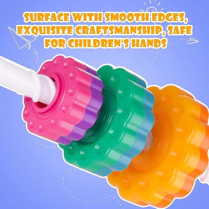 Spinning Stacking Toy for Kids, Rainbow Tower Dual-Color Spinning Wheels Premium Strong BPA-Free ABS Plastic Early Education Fun Learning and Engaging Brain Development Toys (Small)