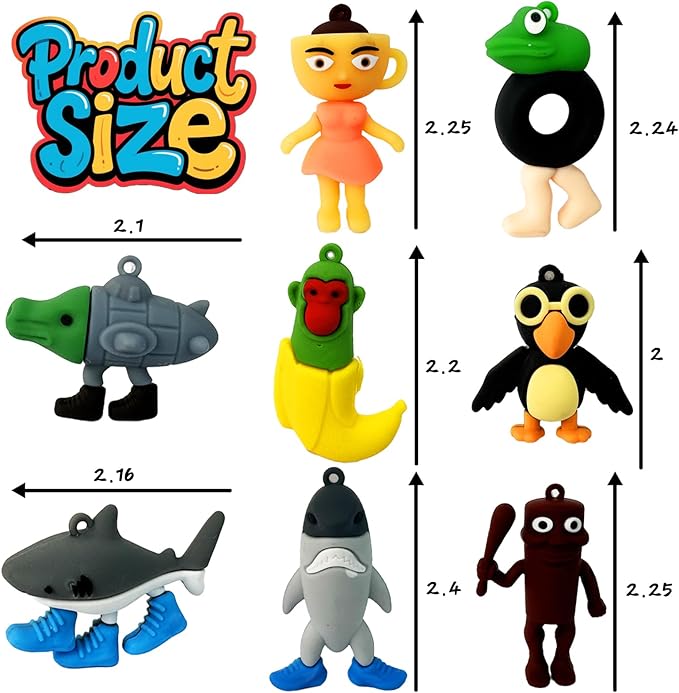 24PCS Tralalero Tralala Action Figure,TNG TNG Sahur Meme Unique Action Figures Decorations Gifts,Meme Shark Figures Toys 2.5in, Easter Basket fillings