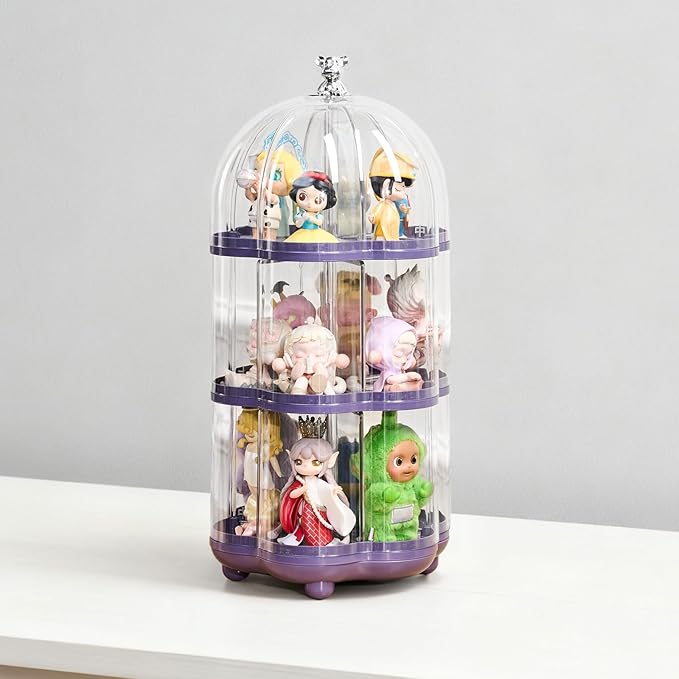 3 Layer Transparent Doll Display Box, Doll Display Stand for Pop Mart Collectibles Action, Dust-Proof, All-Round Display of Dolls Lego (3 Layer)