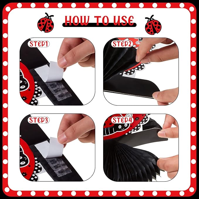 Ladybug Fancy Birthday Party Decoration Kit Cute Ladybug Birthday Banner Ladybugs Honeycomb Centerpiece Hanging Swirls Decoration for Girls Baby Shower Party Supplies