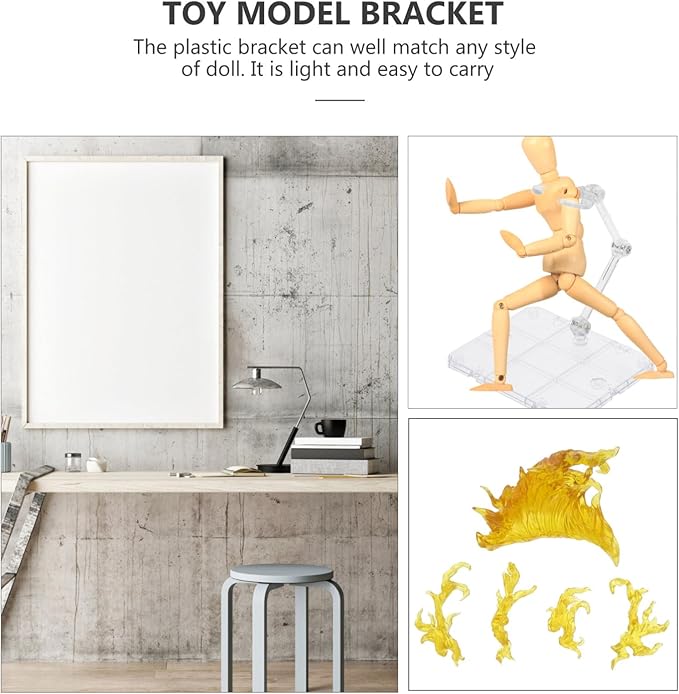 iplusmile Flame Effect Bracket with Action Figure Stand Adjustable Toy Doll Holder for Model Display Stable 3.94 Inch Base for Organizing and Showcasing Action Figures and Collectibles