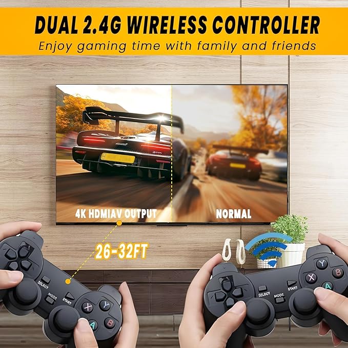 Retro Game Stick Pro 2026 Wireless Gamestick Built-in 20,000+ Plug and Play Retro Video Games, with 18 Classic Simulators, 4K HDMI Game Stickwith 2 Wireless Controllers, Easter Birthday Gift