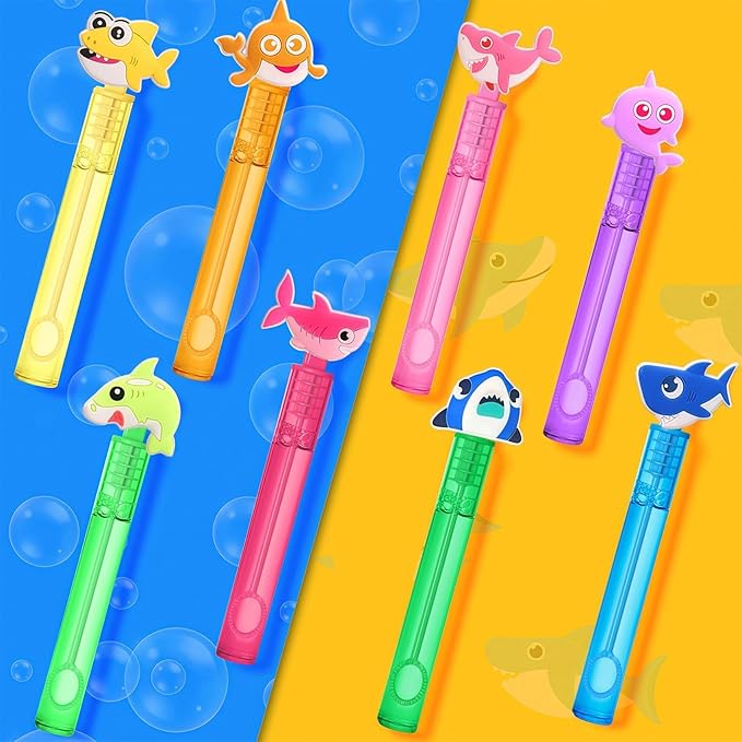 AFZMON 24Pcs Shark Party Favors Bubble Wands for Kids, Under The Sea Mini Bubbles Wand Toys, Ocean Birthday Party Supplies Goodie Gift Bag Stuffers Pinata Classroom Prizes