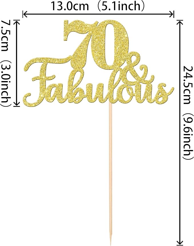 12 PCS 70 and Fabulous Centerpiece Sticks Double Sided Happy 70th Birthday Table Flower Centerpieces Sticks Cheers to 70 Floral Decorations for 70th Birthday Anniversary Party Supplies Gold