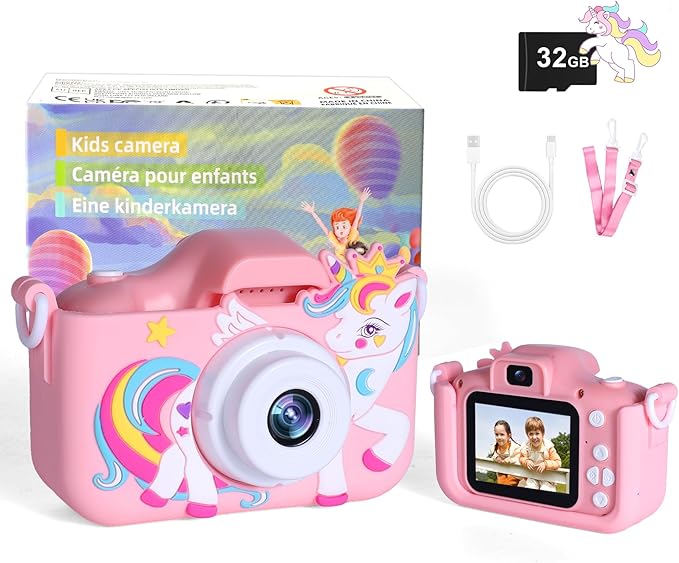 Kids Camera Toys for 3-12 Year Old Boys Girls,Toddler Camera 1080P Birthday Christmas Gifts for Grandkids,Toys for 4 5 6 7 8 9 10 11 Year Old Kids with 32G SD Card