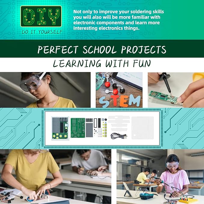 DIY Solder Project Game Kit, Soldering Projects with 4 Retro Classic Games for Electronic Soldering Practice and Learning, for Learning Teaching STEM Education Ideal Gift for Family and Friends