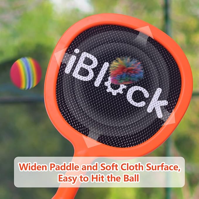 Portable Paddles and Bouncy Balls Set for Kids or Adults’ Indoor Outdoor Activities, Sport Game for Beginner or Intermediate, Swing Racket in Beach Pool Backyard Playground Lawn Park or Court