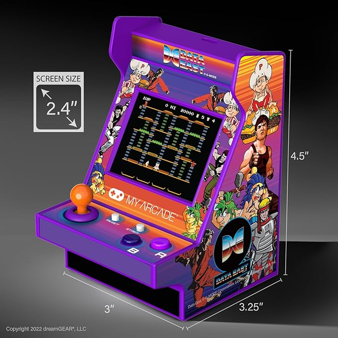 MY ARCADE Data East Hits Nano Player - 4.5" Fully Playable Portable Mini Arcade Machine with 208 Retro Games, 2.4" Screen Color Display