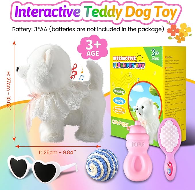 Marsjoy Samoyed Walking Barking Dog for Kids Interactive Musical Puppy Robot Repeats What You Say, Realistic Licking Tongue Wagging Tail Remote Control Toddler Toys for Girls and Boys Birthday Gifts