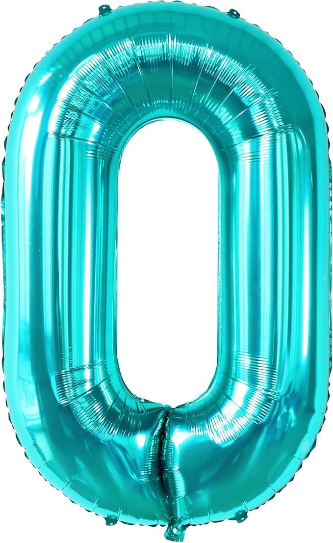 KatchOn, Huge Aqua Blue 0 Balloons - 40 Inch | Turquoise Balloons | Teal Number 0 Balloon | Turquoise Number Balloons for Mermaid Birthday Decorations | Aqua Decorations, Ocean Themed Birthday Party