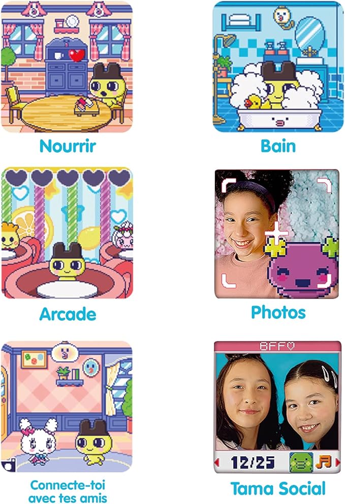 Tamagotchi 42901 Bandai Pix The Next Generation of Virtual Reality Pet with Camera, Games and Collectable Characters-Floral, Pink