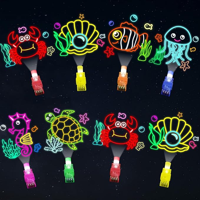 36Pcs Sea Animal LED Finger Lights Ocean Animal Party Favors Glow in the Dark Light Up Finger Lights Sea Themed Toys Bulk for Kids Birthday Party Goodie Bag Stuffer Birthday Gifts Classroom Prize