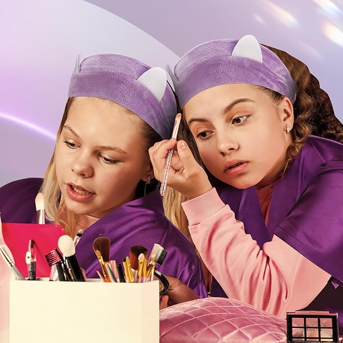 122 Pcs Purple Girls Spa Party Kit, 10-Pack Slumber Party Favors with Satin Robes, Tote Bags, and Nail Salon Accessories for Kids Spa Birthday, Halloween, Home Party Supplies