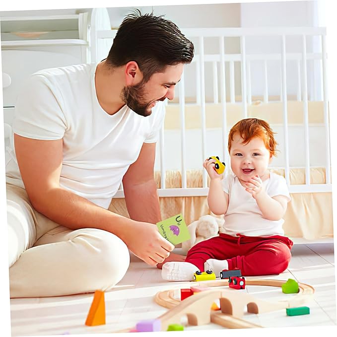 Educational Alphabet Shapes Cards for Preschool Early Learning Flashcards with Cartoon Pictures for Cognitive Development and Hand-Eye Coordination