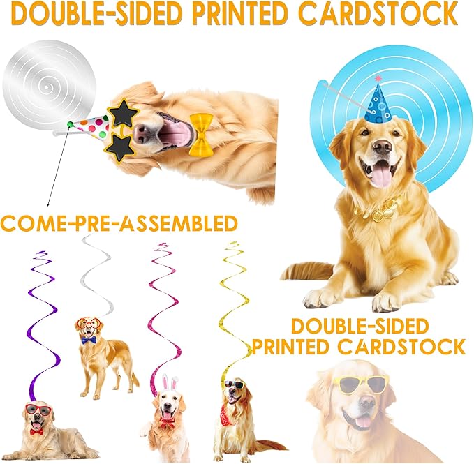 Golden Retriever Hanging Swirls Golden Retriever Birthday Party Decorations 20Pcs Dog Party Ceiling Streamers Retriever Party Supplies for Puppy Dog Party Hanging Decorations